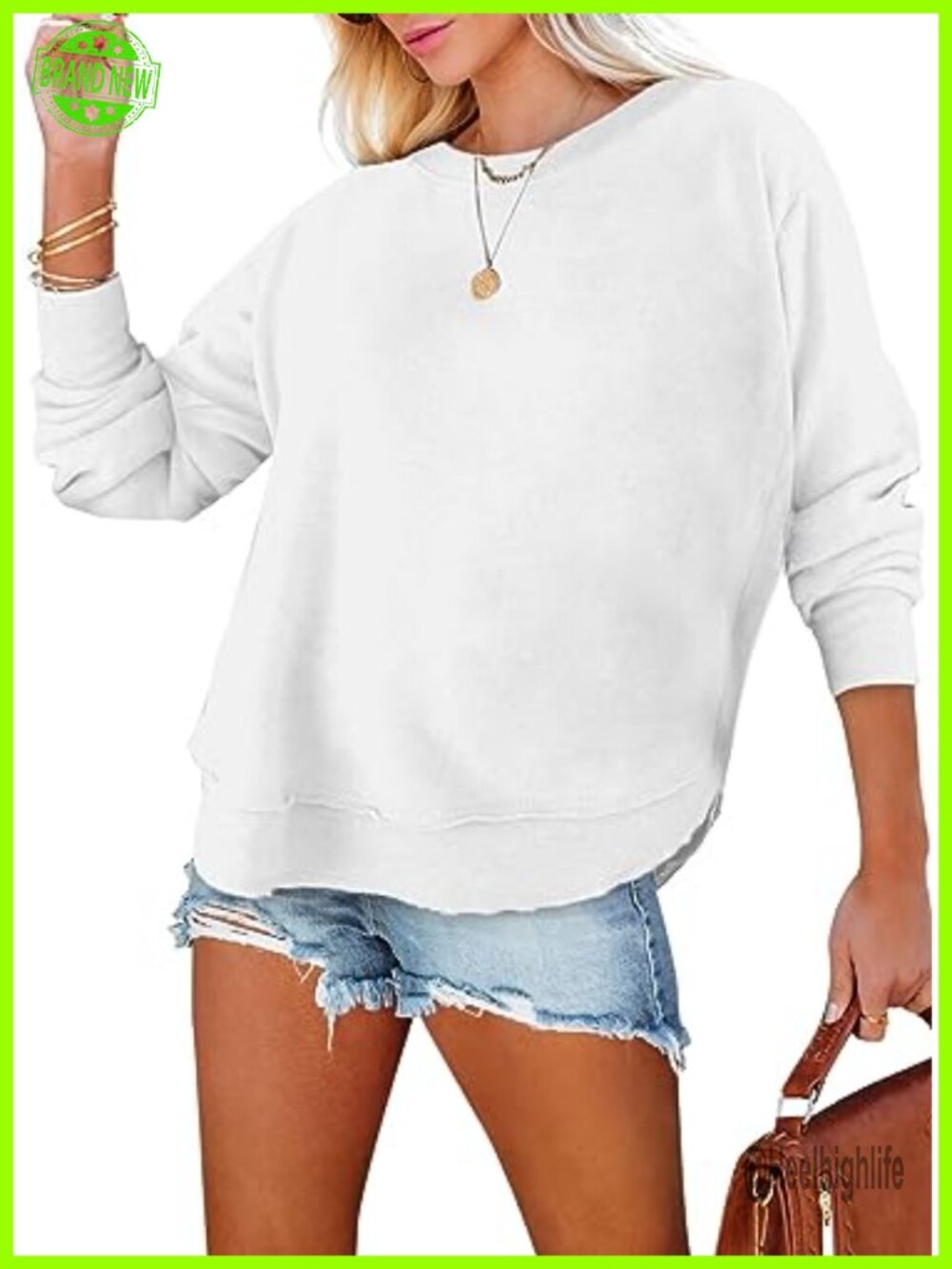 Oversized Crewneck Sweatshirt Loose Fit Pullover Tunic Top
